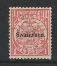 Swaziland 1894 Official Gov Reprints with stop 1d  fine mint. very scarce