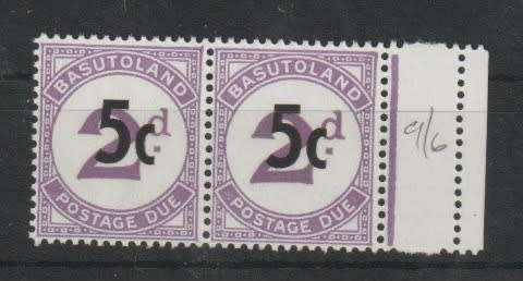Basutoland Postage Due 1961 5c on 2d pair with `thick d` variety unmounted mint