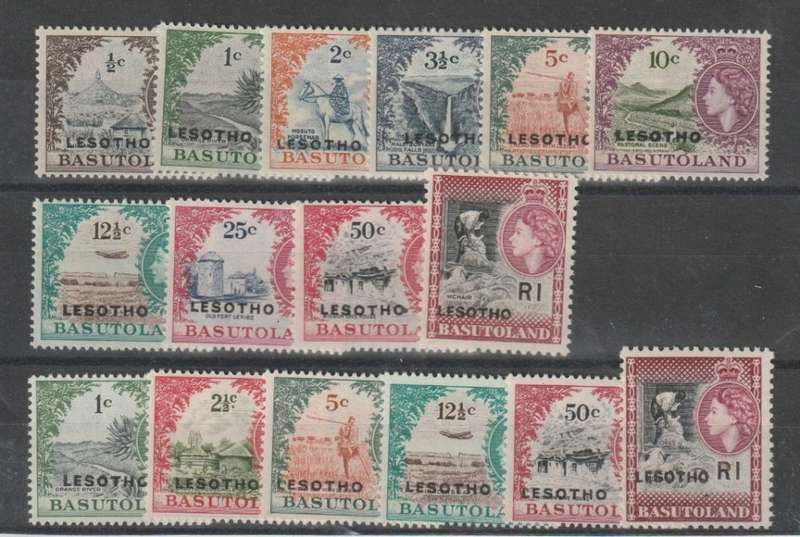Lesotho 1966 Lesotho overprinted set of 10 and 6, both watermarks unmounted mint