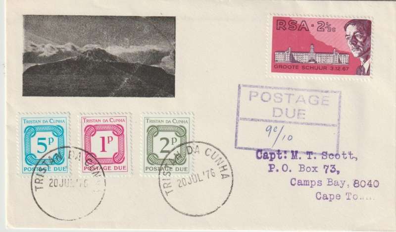 Tristan Da Cunha Postage Due I976 SA to TDC with 1c, 2c & 5c postage dues