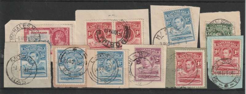 Basutoland Postmark lot all on piece