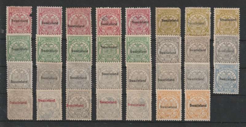 Swaziland 1889-1890 Transvaal overprinted lot of 31 values to 2/6  mint
