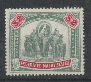 Malaysia Federated States 1900/01 $2 green & carmine fine mint