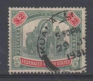 Malaysia Federated States 1922/34 $2 red & green fine used