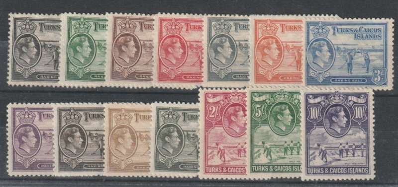 Turks & Caicos 1938 KGVI set of 14 fine mint