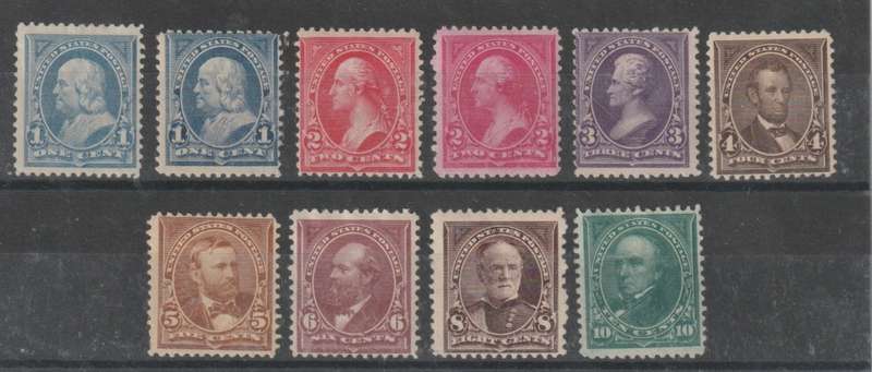 USA 1894/95 Definitive 1c to 10c including extra 1c & 2c shades fine mint