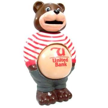 United Bank Bear Shaped Plastic Money Box.