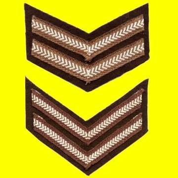 Two Fist Class Corporal Stripes - Sew-on Badges - Not a matched pair.
