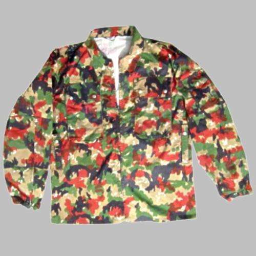 Swiss Two Pocket Camo Jacket with a Pocket on the Left Sleeve - Large.