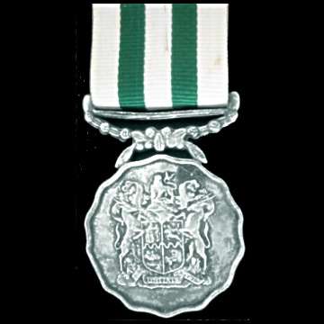 S.A.D.F. 20 year Good Service Medal - Numbered 16448 - With Silver Marking - With Ribbon.
