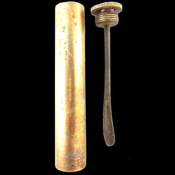 .303 Rifle Very Early Oil Can with its Metal Spoon.