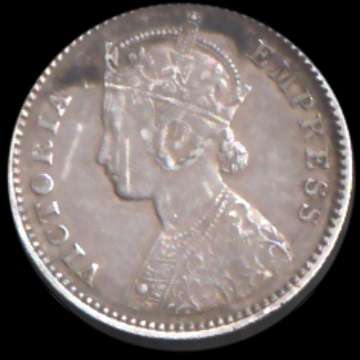 India - Queen Victoria Quarter Rupee - 1883.