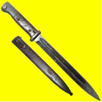 Portuguese 8mm Mauser M/937 Short Rifle Bayonet and Scabbard - WaA253 Markings.