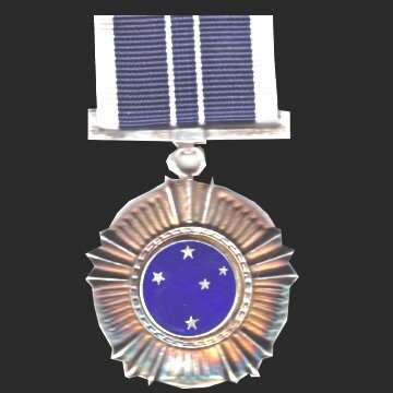 Southern Cross Medal (1975) with Ribbon - Full Size - Numbered 4048 - With Silver Marking.