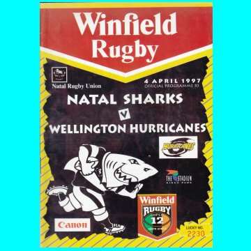 Rugby Programme - Super 12 - Natal Sharks vs Wellington Hurricanes - Kings Park - 4 April 1997.