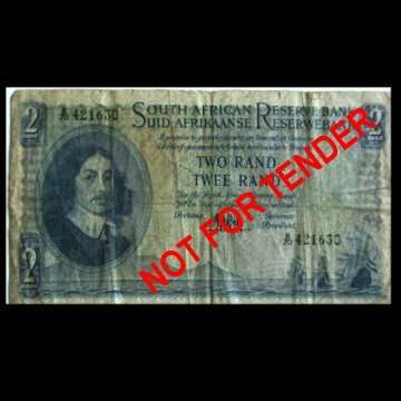 South African Bank Note - Two Rand - M.H De Kock.