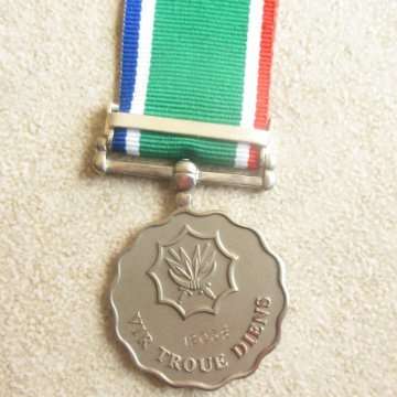 S.A.N.D.F - 20 Year Good Service Medal - Full Size With Ribbon - Numbered 12038 .