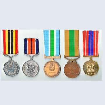 Set Of Five Full Size S.A.N.D.F. Medals - Numbered.