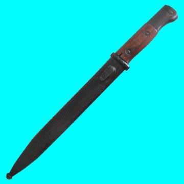 Mauser Bayonet With Wooden Handle - Metal Scabbard With Matching Numbers - See Photos.
