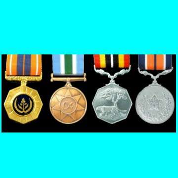 Grouping of Four Medals with Ribbons: Pro Patria, Unitas, Southern Africa and General Service.