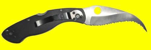 Spyderco VG-10 Seki City Japan Serrated Folding Scout Knife with a 104 mm. Blade and Lock.