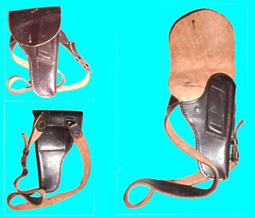 Walter P38 Dark Brown Leather Holster with Shoulder Strap.