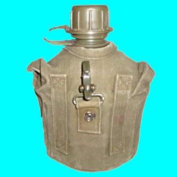 Border War Period Water Bottle with Fire Bucket, Cap and Pouch.