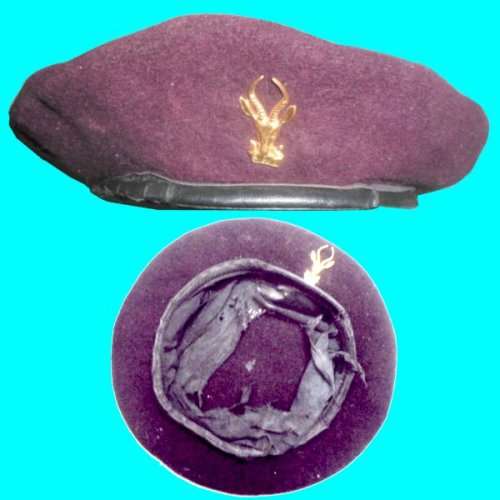 Early Type Recce/Para Beret with Brass Bokkoppie and Leather Rim.