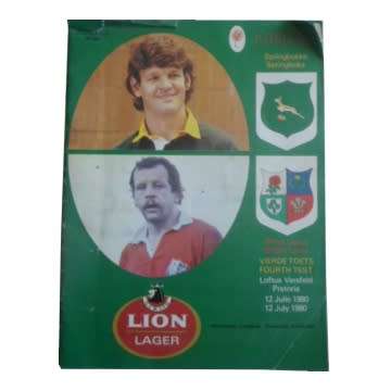 South Africa vs Lions Fourth Test  Loftes Versfld Programme 1980