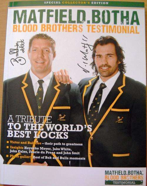 SPECIAL COLLECTOR'S EDITION MATFIELD & BOTHA BLOOD BROTHERS TESTIMONIAL ORRIGNALLY SIGNED BY BOTH