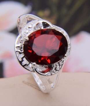 Elegant Cr. Ruby Gemstone in 925 Ring (Size 8)