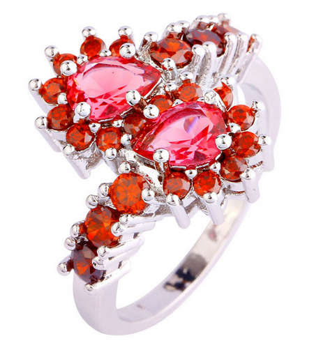 Dazzling Pink and Red Gemstone Ring with 925 Marking (Size 8)