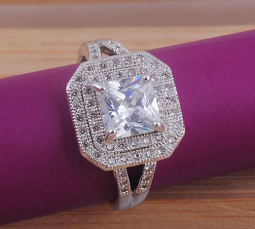 Gorgeous  Simulated Diamond  Ring in 925 Sterling Silver  (Size  8)
