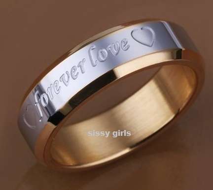 " Forever Love " Unisex Imported Yellow Gold & Platinum Plated Ring (Size 8)