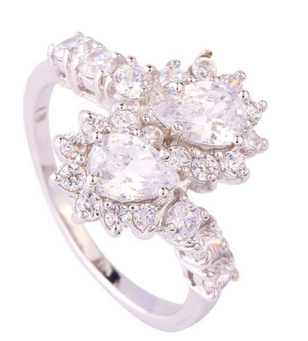 - One of a Kind - Tear drop White Diamond Impression Ring (Size 8)