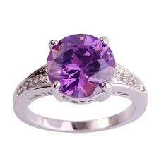 Princess Cut Cr. Purple Amethyst & Diamond Engagement Imported (Size 8 or 9)