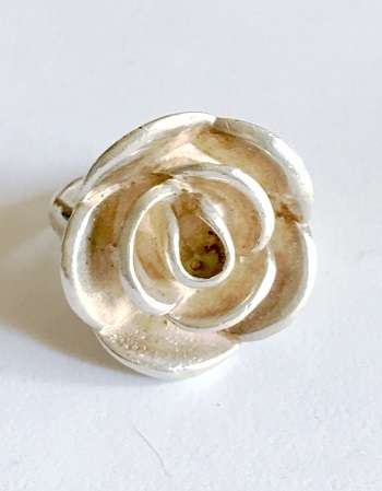 Heavy Genuine Solid 925 Sterling Silver Rose Ring (Size 8)
