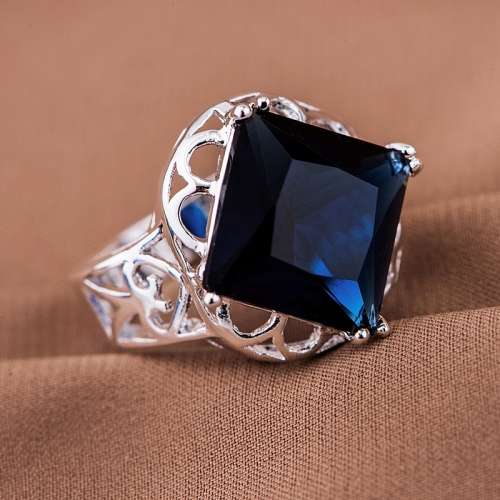 Blue Sapphire Set in 925 Sterling Silver (with 925 Marking) Imported Filled Ring (Size 8)