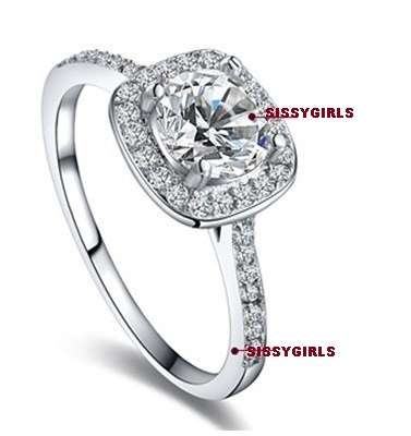 Diamond Crystal in 18ct Platinum Rolled Gold Imported Ring (Size 7)