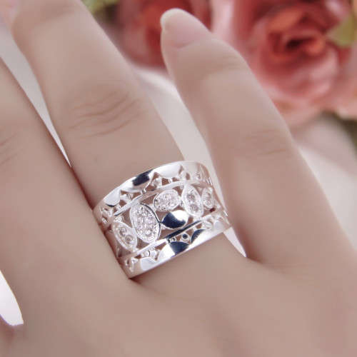 Dazzling Diamante in 925 Sterling Silver Ring (Size 7 & 8 ) Imported Filled Jewelry