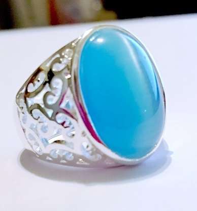 Cr. Blue Moonstone in 925 Sterling Silver Imported with 925 Marking Filled Ring