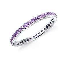 Cr. Amethyst Eternity Ring in 18ct White Rolled Gold... Wear with your  wedding ring\(Size 7)