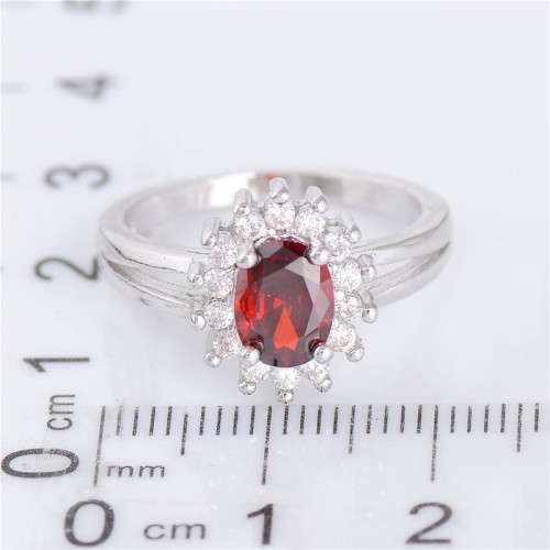 Engagement Romantic Wine Red Gemstone in  925 Sterling Silver Ring (Size 8)Filled Jewelry