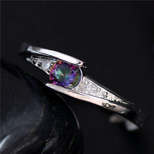Sim Rainbow Topaz Set in Genuine Imported 925 Sterling Silver Filled Ring (Size 7/8/9)