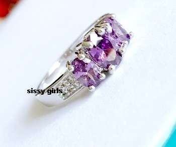 Glamorous Cr. Amethyst in 925 Sterling Silver Ring Imported filled jewelry