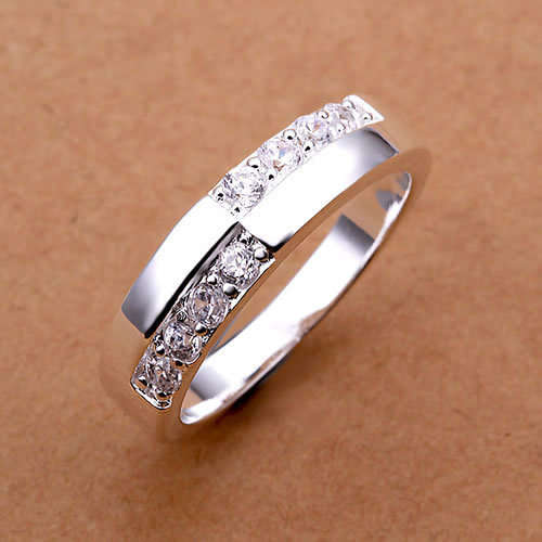 Attractive Diamante  in 925 Sterling Silver Ring Filled Jewelry with 925 Marking
