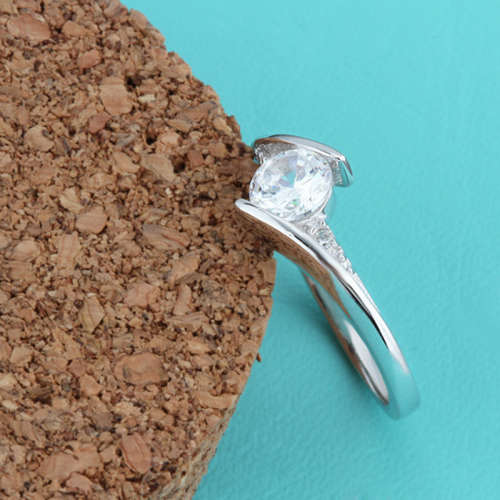 Adorable Simulated Diamond in 925 Sterling Silver Ring imported Filled