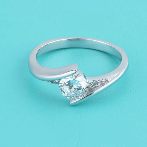 Adorable Simulated Diamond in 925 Sterling Silver Ring imported Filled
