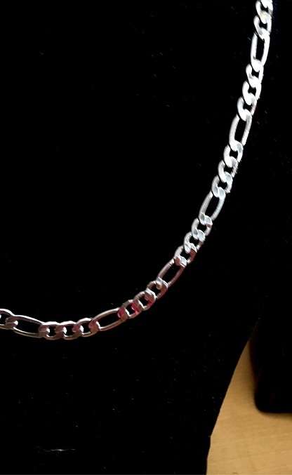 7mm 925 Sterling Silver Unisex Figaro Neck Chain Imported Filled Jewelry