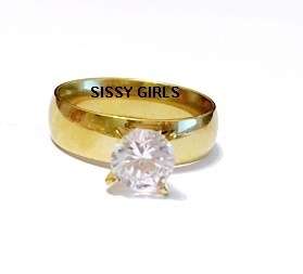 Bianca's Solitaire Diamante Engagement 18ct Yellow Imported Rolled Gold Ring